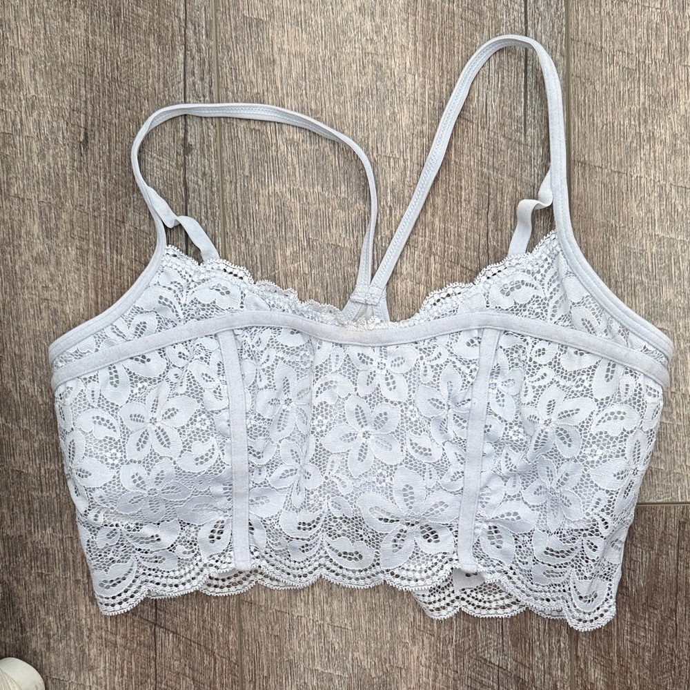 Aerie Light Blue Floral Lace Bralette